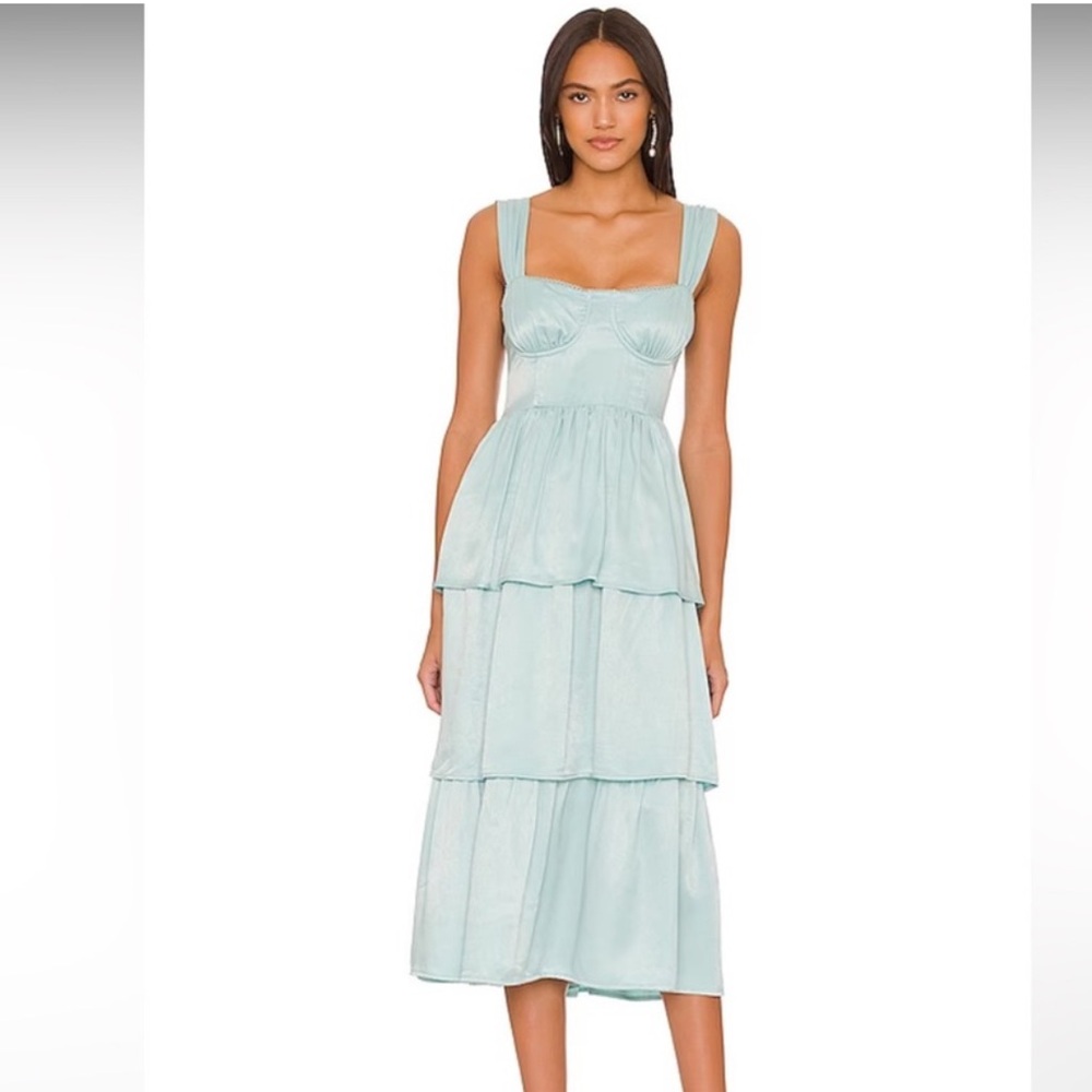 WeWoreWhat Tiered Blue Midi Dress